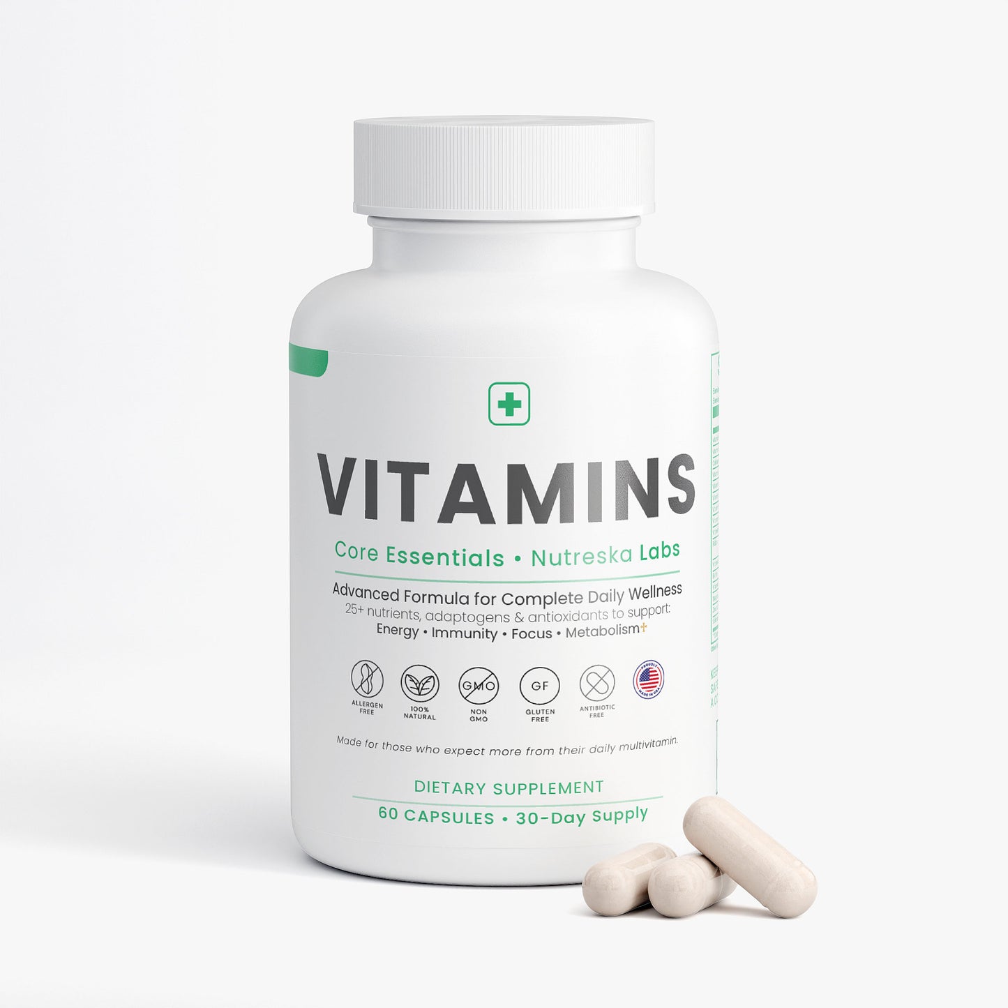 Nutreska Complete Multivitamin capsules for men and women; essential vitamins and minerals for immune health, energy, and overall vitality | Daily Health | Essential Health | Healthy | Feel Good