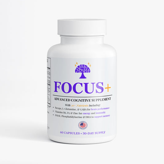 Focus+ by Nutreska is a fast-acting brain support supplement designed for memory, focus, clarity, and productivity; ideal for students, professionals, gamers, and entrepreneurs needing cognitive edge