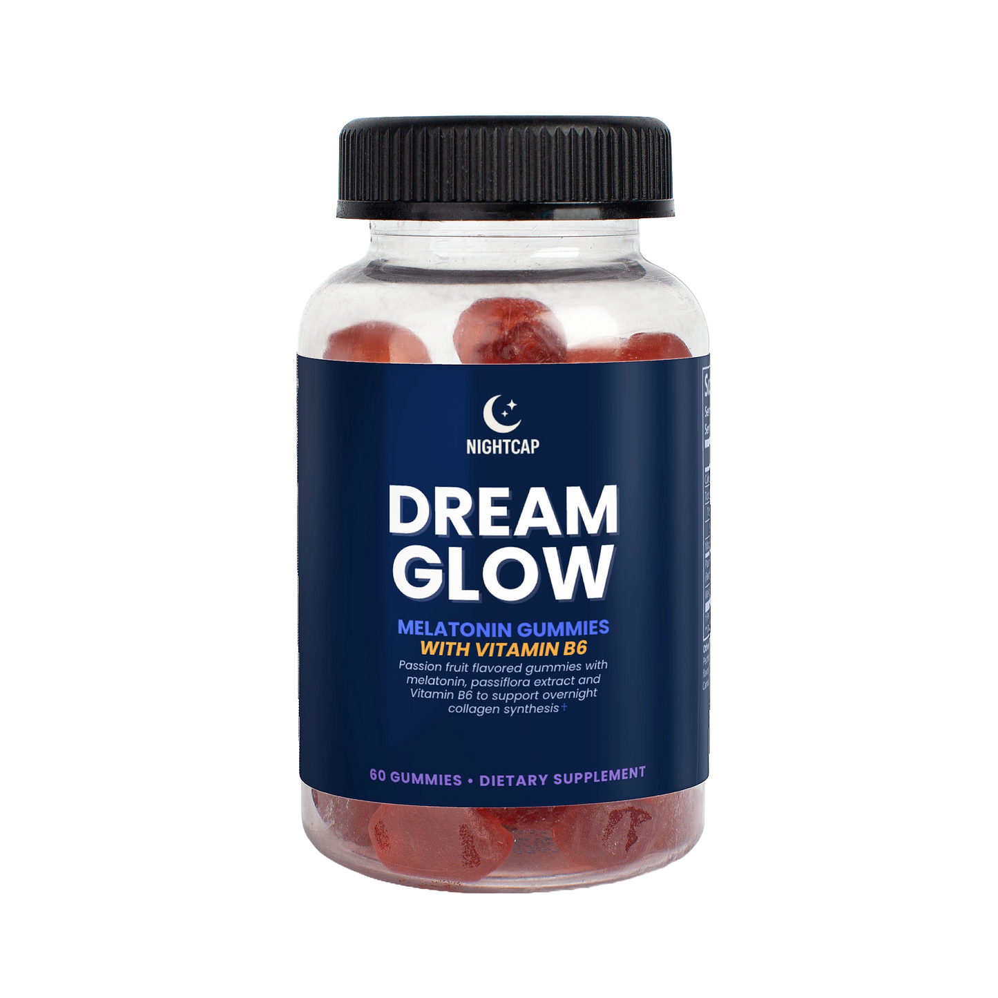 Official product photo of Nutreska Clinical Nightcap sleep gummies with low-dose melatonin and natural extracts for better rest. Low Melatonin Sleep Support, Natural Sleep Support, Melatonin with Vitamin B12