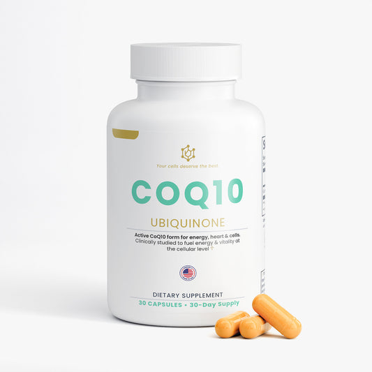 Nutreska CoQ10 capsules to support heart health, energy production, and mitochondrial function; ideal for statin users, aging adults, and athletes
