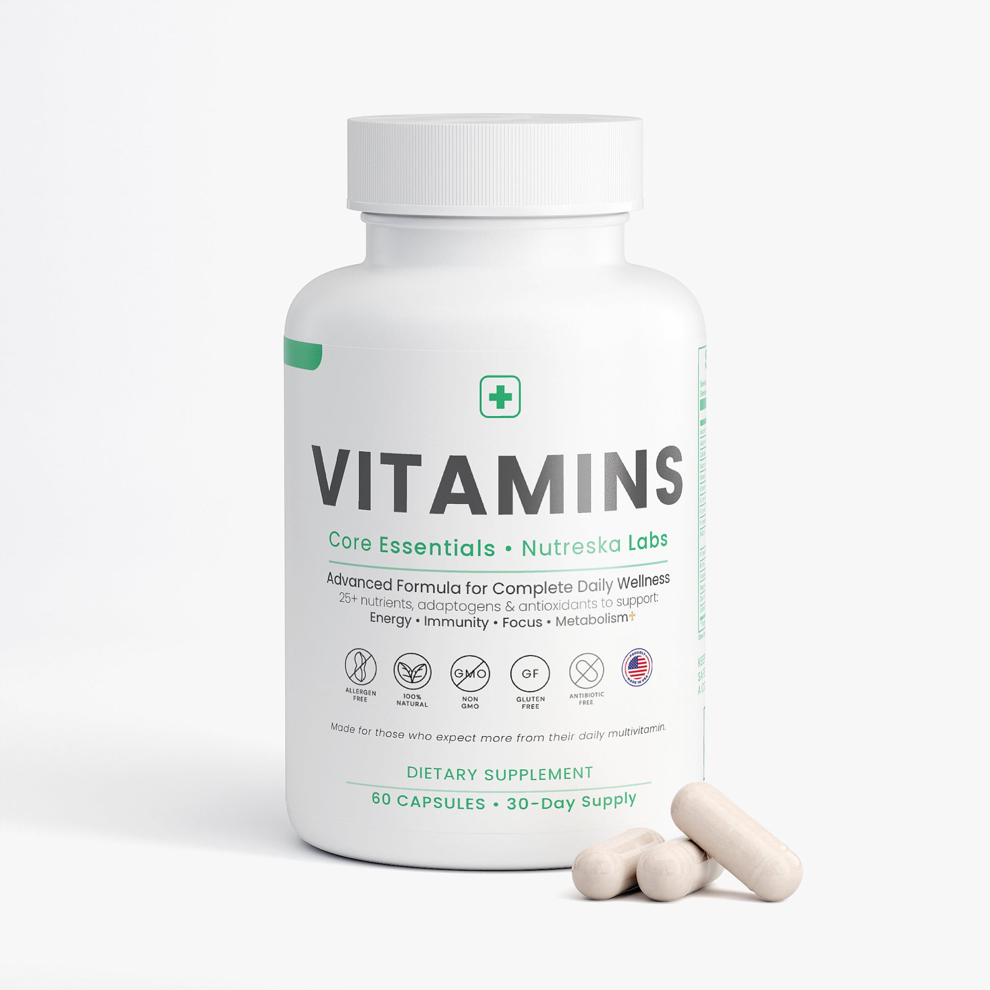 Nutreska Complete Multivitamin capsules for men and women; essential vitamins and minerals for immune health, energy, and overall vitality | Daily Health | Essential Health | Healthy | Feel Good 