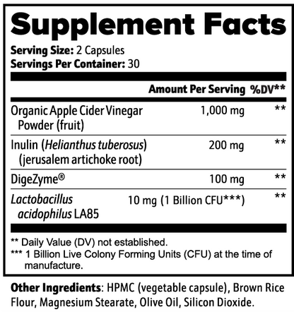 Supplement facts for Nutreska Gut Restore with enzyme blend and probiotics for digestive wellness and healthy immune function