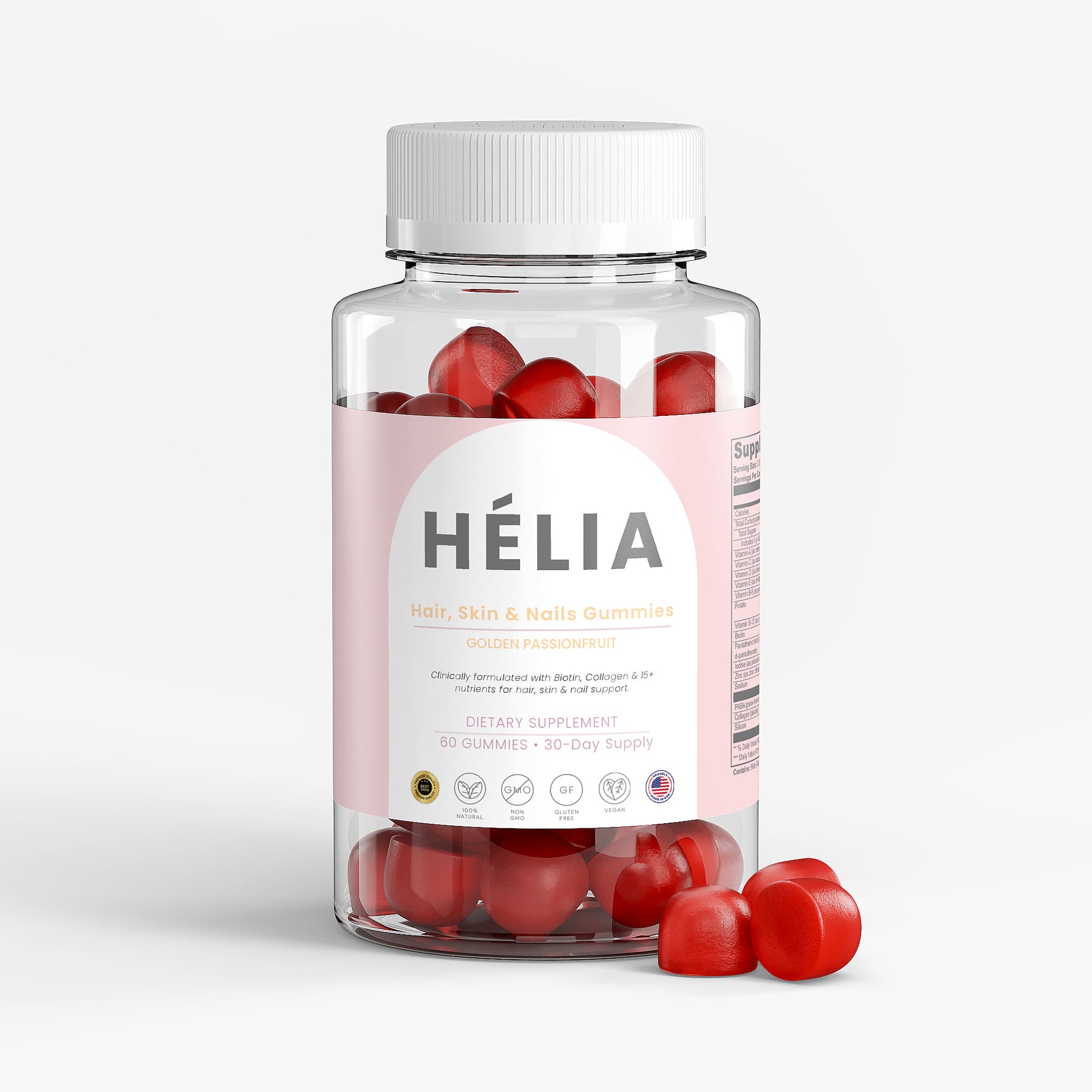 Nutreska HéLIA™ beauty gummies for women; daily skin, hair, and nail support with biotin, collagen, and antioxidants for glow, hydration, and strong growth. BEAUTY | HAIR SUPPLEMENT | SKIN CLARITY | CLEAR SKIN | ANTI-ACNE | NO PIMPLES