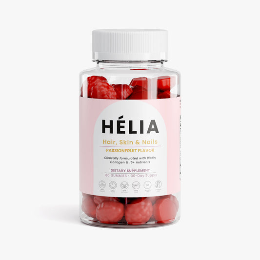 Advanced formula with nutrients and vitamins to support hair, skin & nails. Helia Gummies. Dietary supplement.
