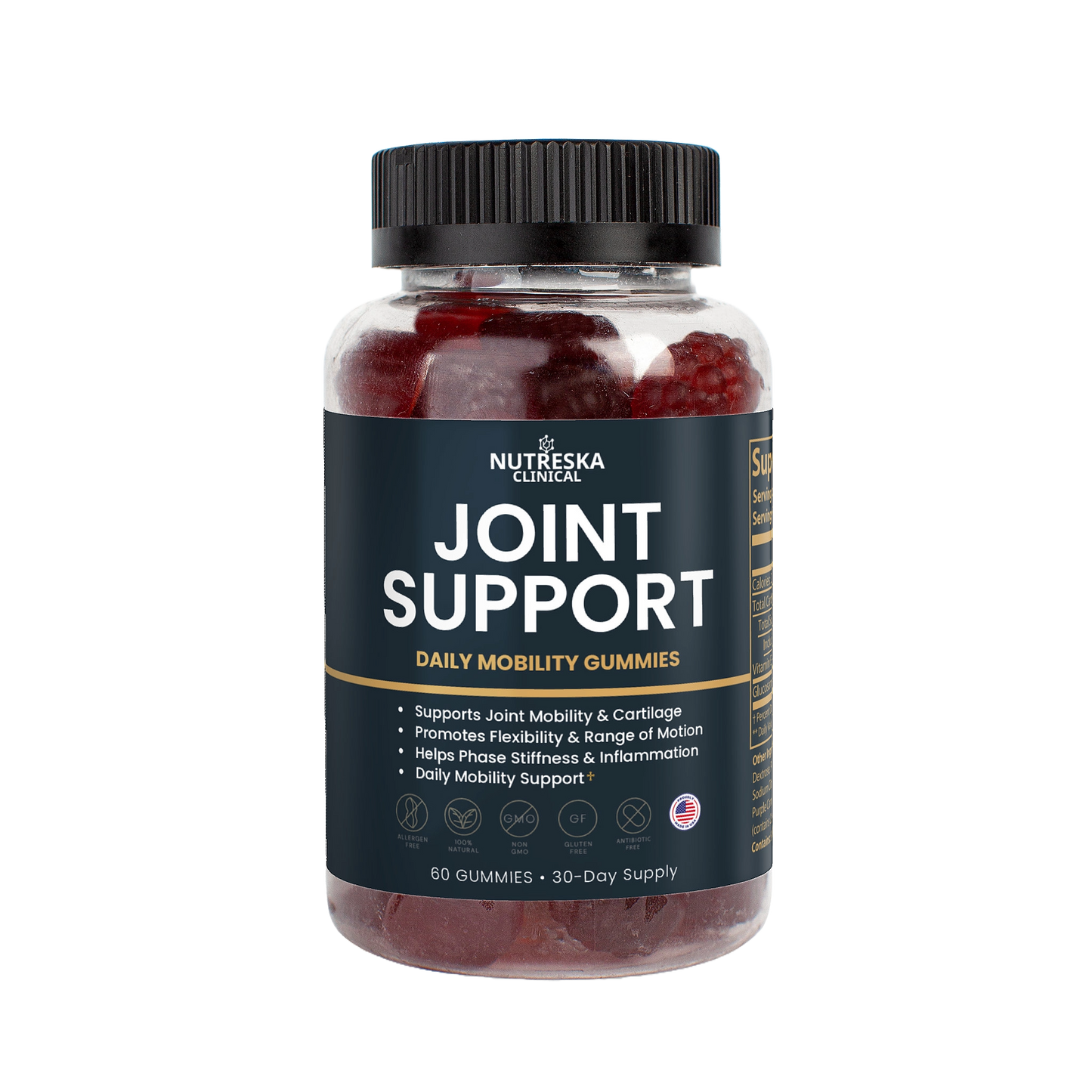 Nutreska joint support gummies for cartilage health, flexibility, and inflammation relief; ideal for aging adults, athletes, and those with joint discomfort
