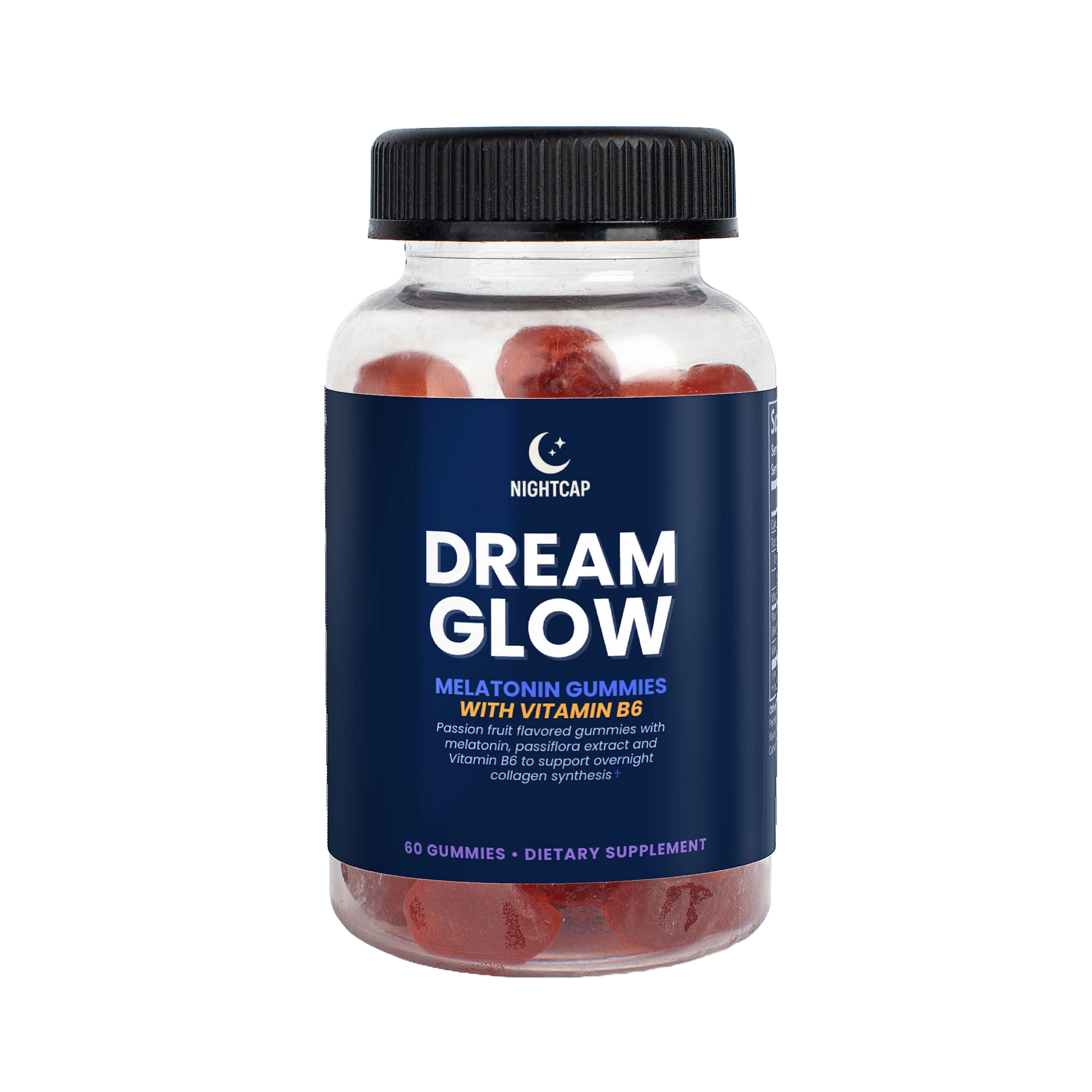 Official product photo of Nutreska Clinical Nightcap sleep gummies with low-dose melatonin and natural extracts for better rest. Low Melatonin Sleep Support, Natural Sleep Support, Melatonin with Vitamin B12