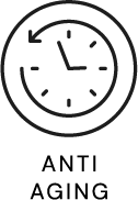 Clock icon with 'Anti Aging' text on a white background