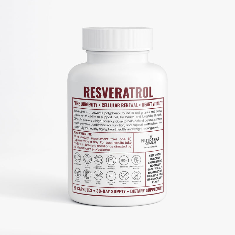 Best value resveratrol capsules with a 5% profit margin sold by Nutreska Clinical for brand awareness. 
