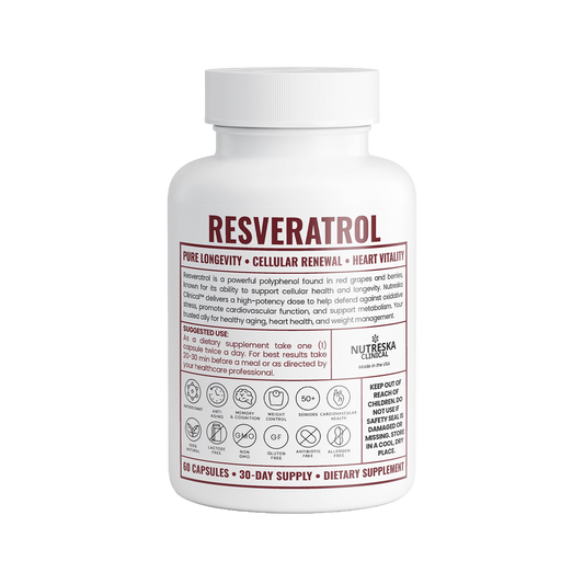 Low profit margin, consumer value premium resveratrol capsules with by Nutreska Clinical for brand awareness. 