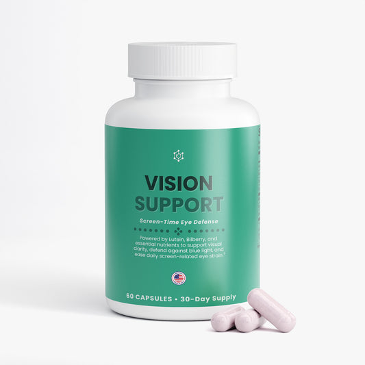 Nutreska Vision & Eyesight Support capsules with lutein, zeaxanthin, and bilberry for macular protection, screen fatigue, and blue light defense